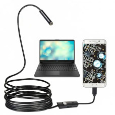 Гибкий USB эндоскоп 1/0.3МП Endoscope android camera, Для андроид и ПК, гибкий провод, подсветка