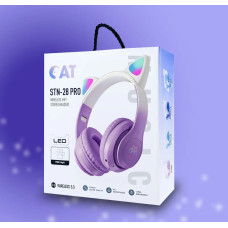 Детские наушники STN-28 PRO с Bluetooth, ушками котика и яркой подсветкой