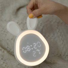 Детские LED-часы Зайчик с подсветкой будильником сенсорной температурой на аккумуляторе USB