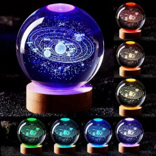 Хрустальный шар с LED подсветкой 3D Млечный путь, ночник с RGB эффектом и деревянной подставкой