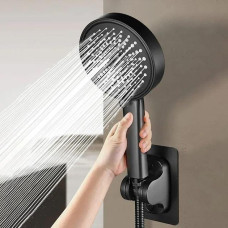 Насадка для душа Shower Set черная с держателем и шлангом, душевой комплект 4 режима
