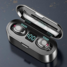 Беспроводные Bluetooth наушники Amoi F9 с сенсорным управлением и зарядным футляром 2000 мАч черные
