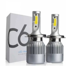 Набор автомобильных светодиодных LED H4 ламп TOP LED PRO С6 H4, холодный свет