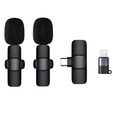 Комплект петличных микрофоном Wireless K9+ Lavalier Microphone с двумя переходниками Black