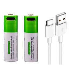 Комплект батареек AA 2шт аккумуляторные 2600mWh с Type-C на 1.5V