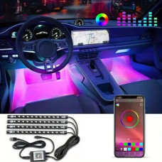 Светодиодные ленты подсветка для салона авто RGB LED с управлением через телефон APP