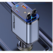 Авто зарядка «Звёздное небо» USB, Type-C, Lightning, 66 Вт, QC 3.0, PD