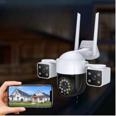 Уличная камера 4G Wi-Fi/LAN с 3 линзами и ночным видением, 2+2+2 Мп