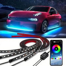 Светодиодная RGB подсветка для авто с Bluetooth и музыкальным режимом, комплект 4 ленты