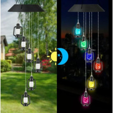 Садовая подвесная лампа Музыка ветра, 6 LED, разноцветная, солнечная батарея