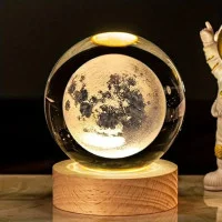 Светильник Луна 3D с LED подсветкой и USB, декоративный ночник на деревянной подставке
